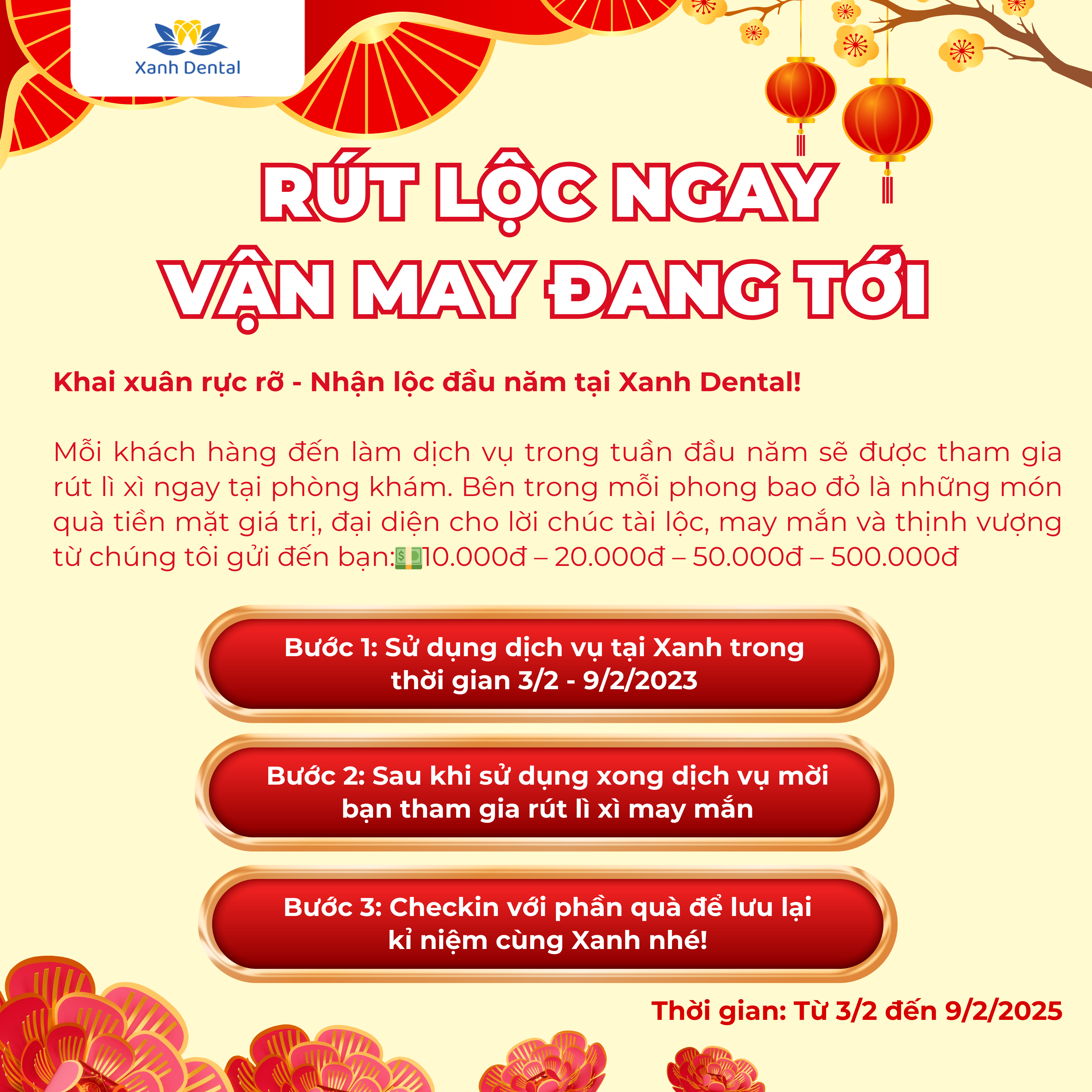 Cách thức tham gia "Rút lộc ngay - Vận may đang tới" cùng với Xanh Dental